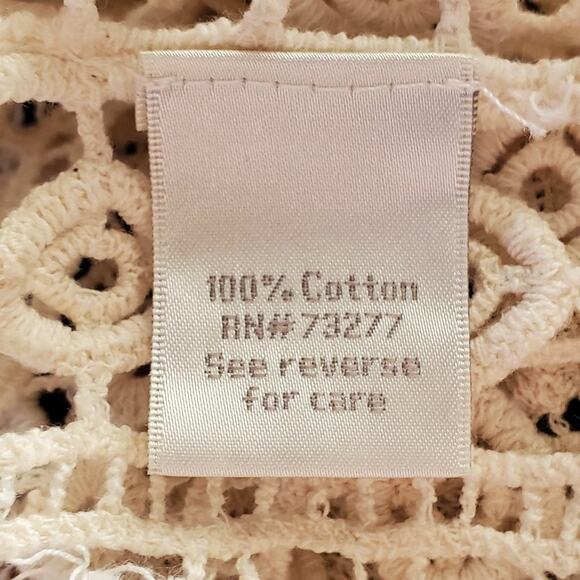 LC Lauren Conrad Cream Sleeveless Open Crochet Top L - Picture 8 of 9